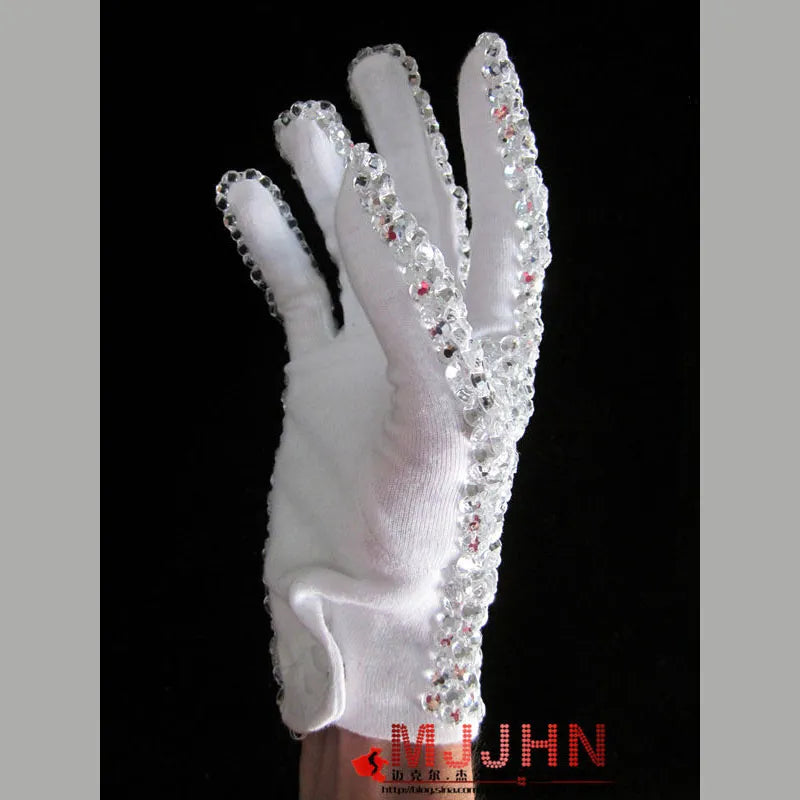 Rare Handmade MJ Michael Jackson Crystals Glove Silver Dazzle Billie Jean for Impersonator Party Performance Audlts