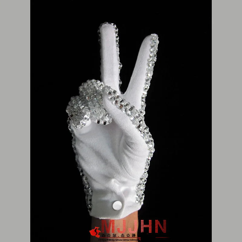 Rare Handmade MJ Michael Jackson Crystals Glove Silver Dazzle Billie Jean for Impersonator Party Performance Audlts