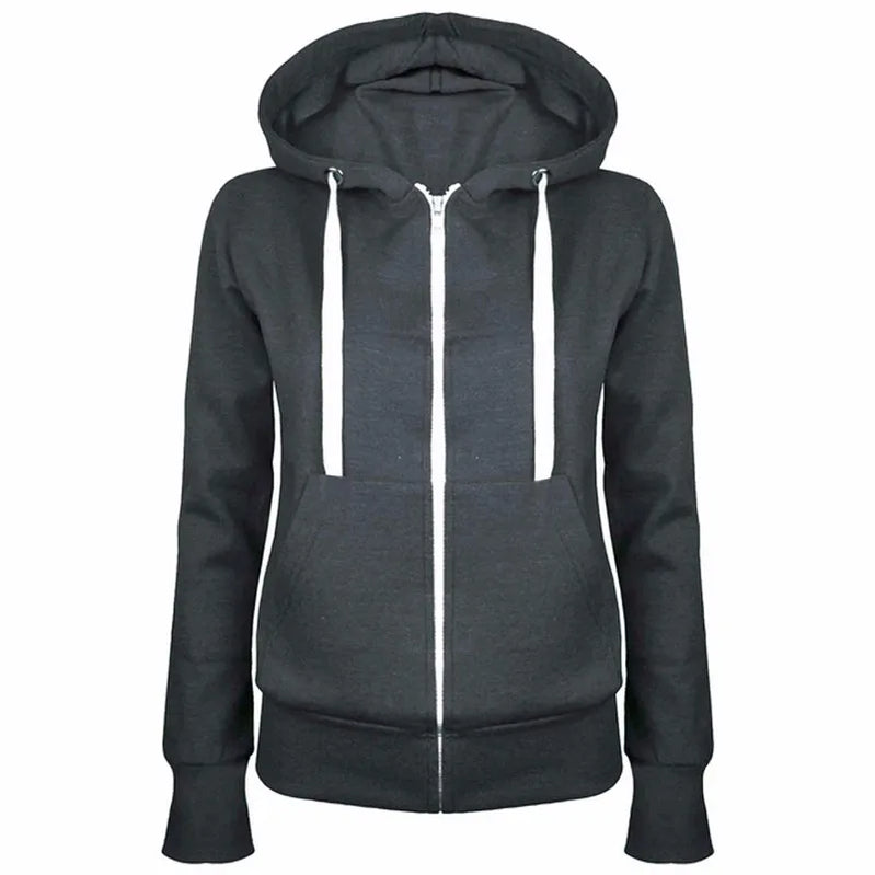 Fashion Trend Zipper Hooded Long-sleeved Plus Cashmere Sweater Coat