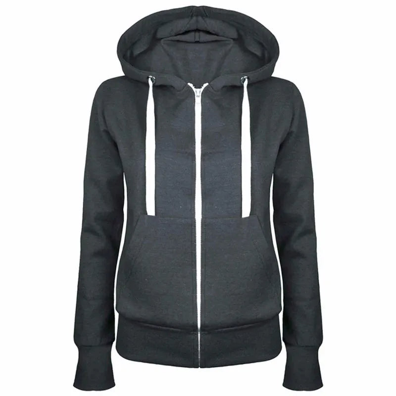 Fashion Trend Zipper Hooded Long-sleeved Plus Cashmere Sweater Coat