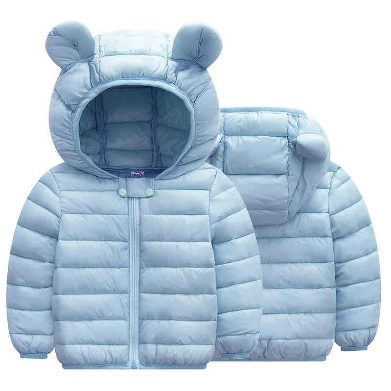 Baby Girls Jacket Spring Autumn Winter Jacket For Girls Coat Kids Warm Hooded Outerwear Children Clothes Infant Girls Coat SKY BLUE
