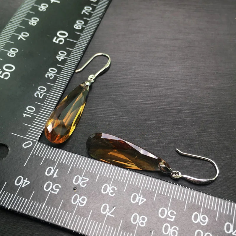 CSJ Elegant Zultanite Earring Sterling 925 Silver water drop/pear10*30mm Created Sultanite Fine Jewelry Women Wedding Party Gift