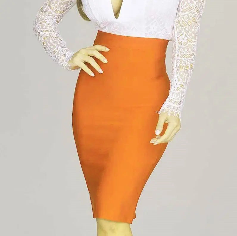 16 Colors Tight Pink Green Black Rayon Knee Length Bandage Skirt Night Club Party Skirt