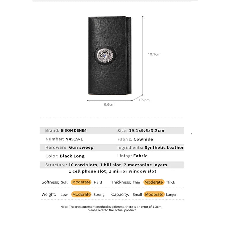 Vintage Long Wallet Genuine Leather New Designer Brand Luxury Cowhide Handbag Card Holder Men Women Purse Wallet