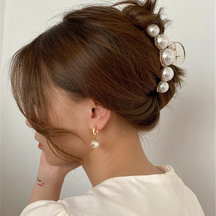 Kshmir New style exaggerated large beads acrylic hair clip large make-up hair styling hairpin female hair pearl hair accessories