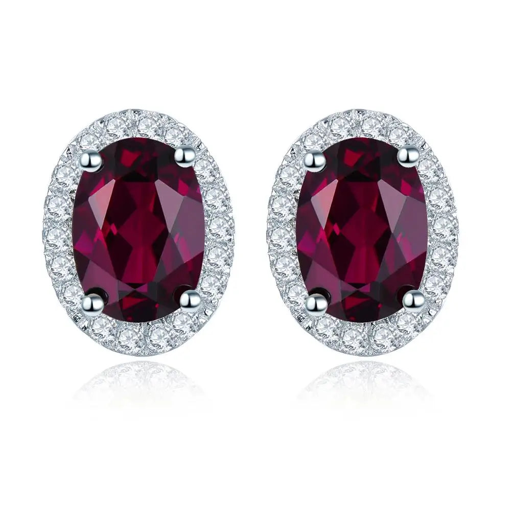 Hutang 2.06ct Genuine Rhodolite Garnet 925 Silver Stud Earrings Solid 925 Sterling Silver Fine Elegant Jewelry for Women Rhodolite Garnet