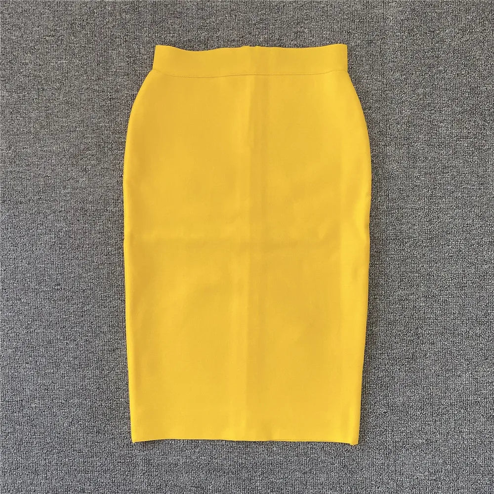 Women Rayon Bandgae Skirt Elegant Pencil Skirt Celebrity Sexy Club Party Wear Vintage Vestios