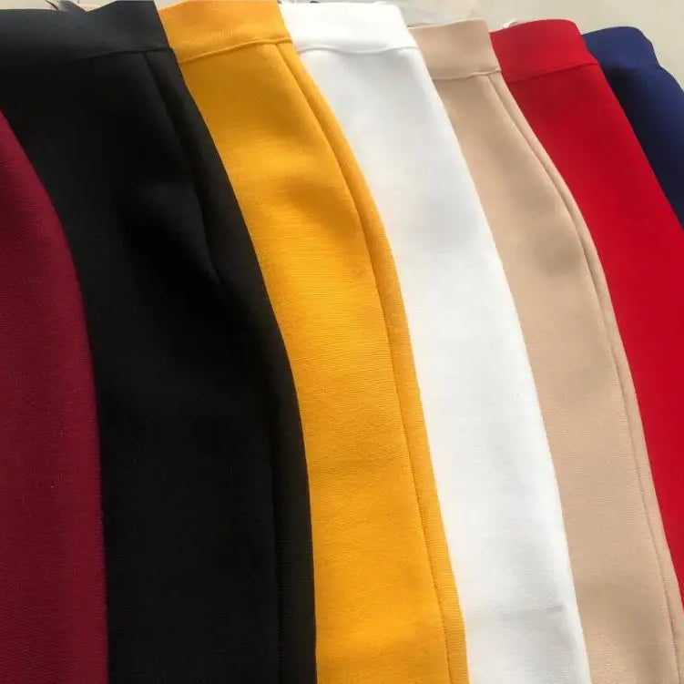 Mini saia bandage bodycon feminina sexy, cor de doce, 2021, saia lápis preta, 43 cm, frete por atacado