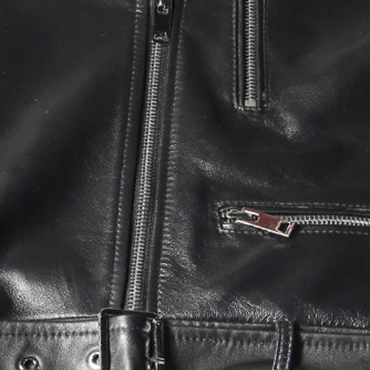 Autumn Short Black Oversized Lace Patchwork Leather Biker Jacket Long Sleeve Loose Womans Clothing Fashionable Outerwear