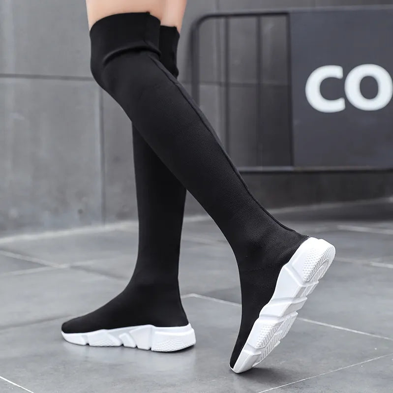 Women Boots Long Tube Socks Shoes Female Fashion Sexy Shoes for Women Over the Knee Boots For Women Sneakers