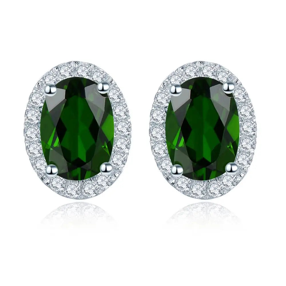 Hutang 2.06ct Genuine Rhodolite Garnet 925 Silver Stud Earrings Solid 925 Sterling Silver Fine Elegant Jewelry for Women Chrome Diopside