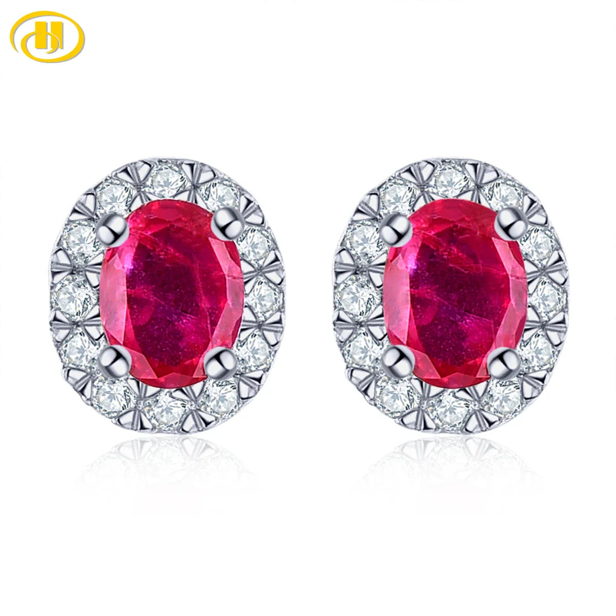 Natural Ruby Gemstone Sterling Silver Stud Earrings 0.5 Carats Genuine Precious Stone Women Romantic Elegant S925 Jewelrys