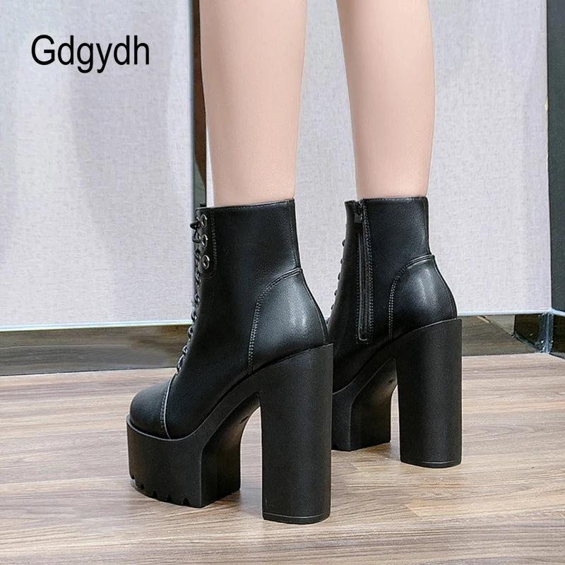 Womens Comfy Booties Platform Stage Performance Shoes High Heels White Black Chunky Heel Cosplay Shoes For Lady Zipper