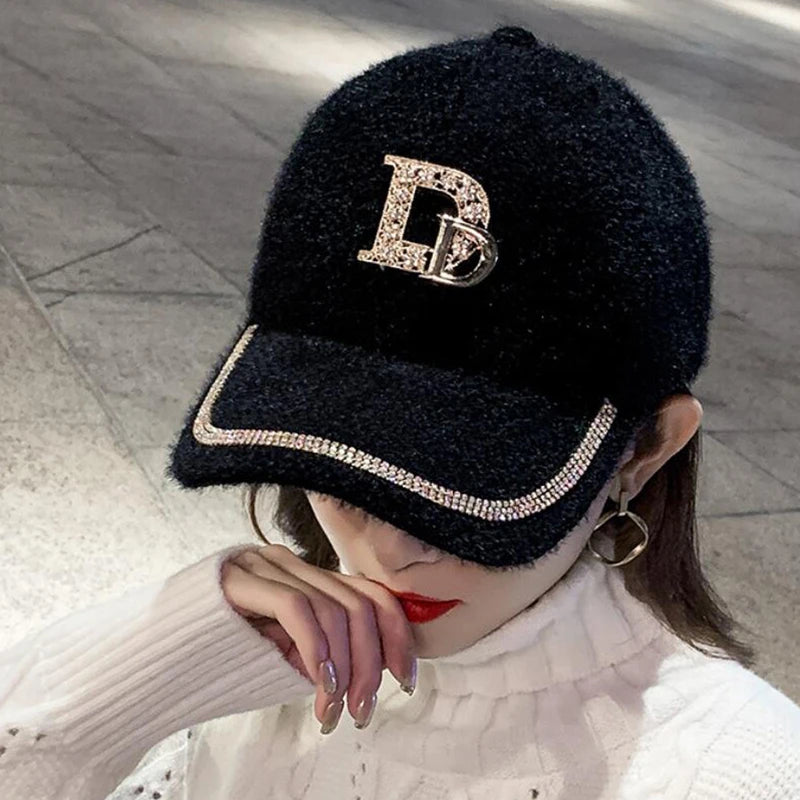 DYLAOPAN2021 Letter D Baseball Cap Women rhinestone trend cotton bling Cap snapback hip hop cap UV protection Hat Women's Cap