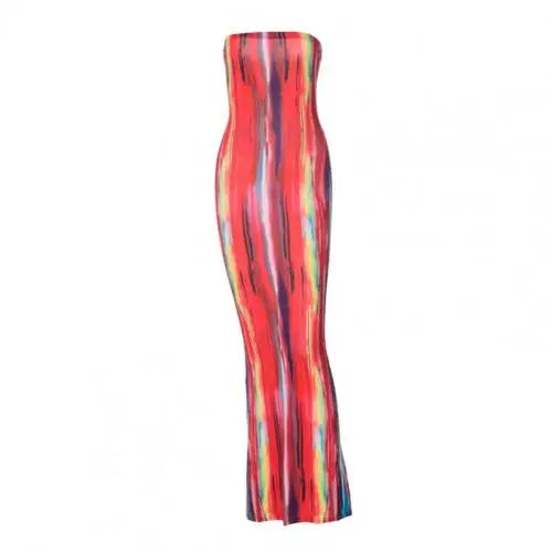Multicolor Tie Dyeing Print Striped Dress 2021 Summer Sexy Women Long Sleeve Deep V-neck Fall Autumn Bodycon Long Maxi Dress Red