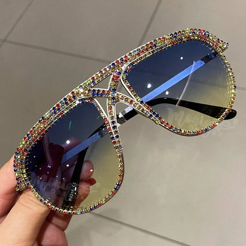Sunglasses Women 2023 Rhinestone Oversized Sun Glasses Men Luxury Designer Eyeglasses Oculos De Sol Feminino