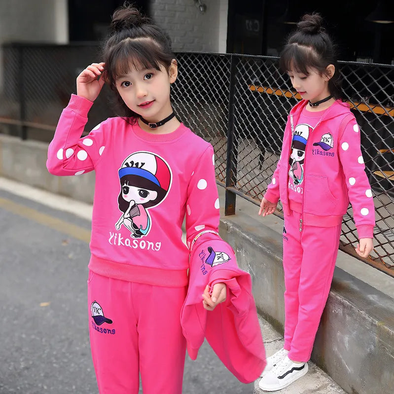 Fashion Girls Clothes Sets Autumn Winter Vest + Coat + Pants 3PCS Baby Kids Tracksuit Children’s Clothing Teen 5 6 8 10 12 years 1