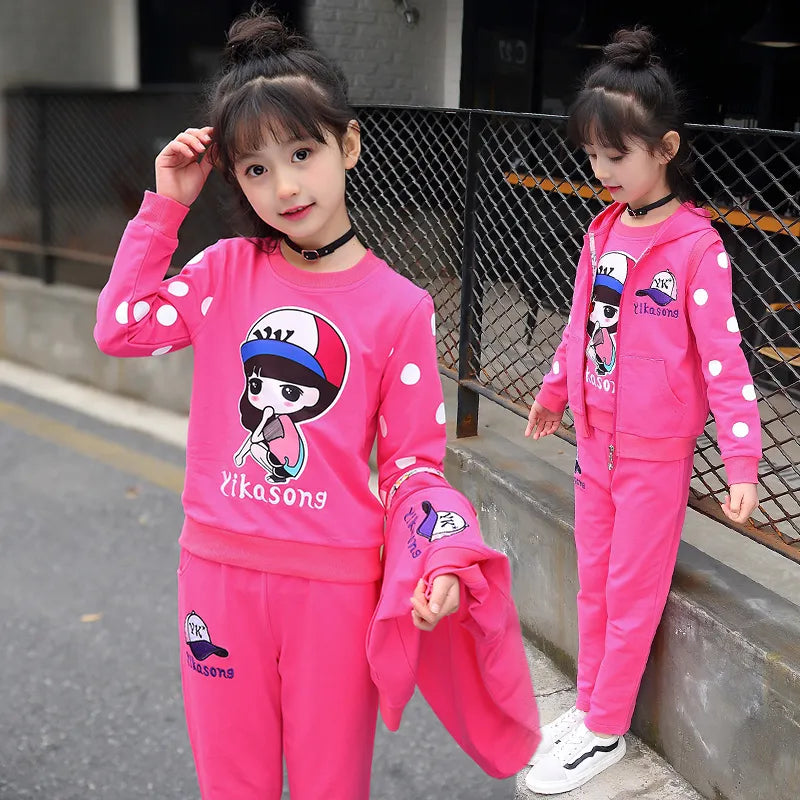 Fashion Girls Clothes Sets Autumn Winter Vest + Coat + Pants 3PCS Baby Kids Tracksuit Children’s Clothing Teen 5 6 8 10 12 years 1