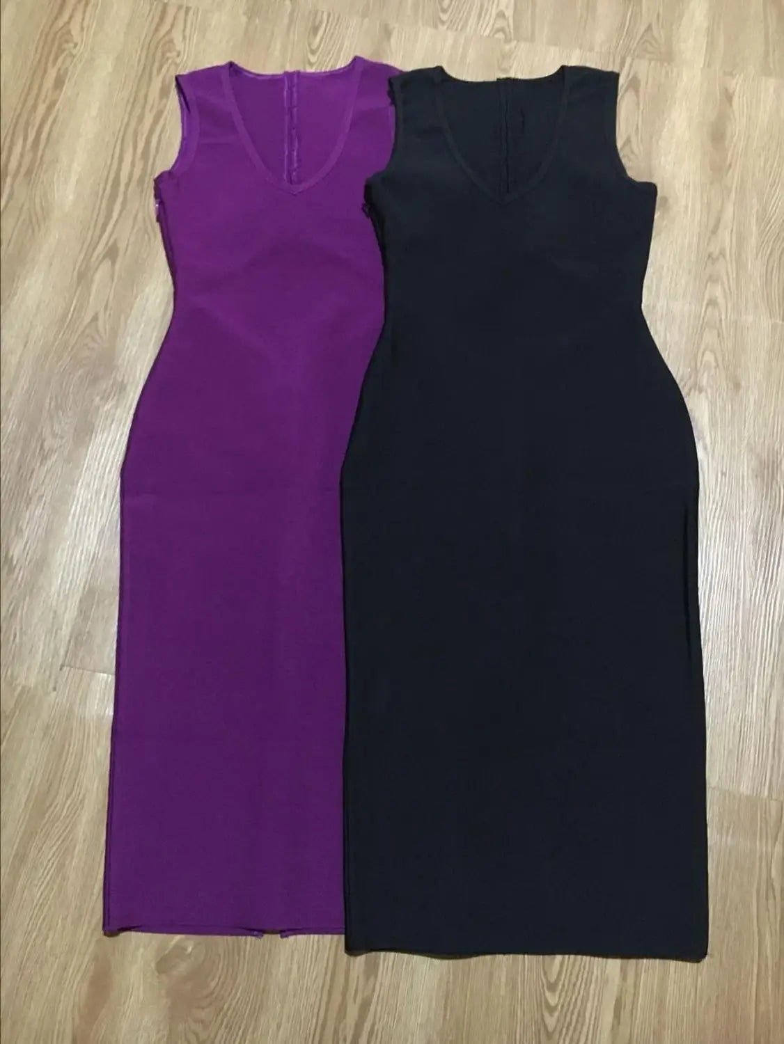 Wholesale Sexy V Neck Cut Out Black Purple Knee Length Women Summer Bandage Dress 2021 Fashion Evening Party Dress Vestido