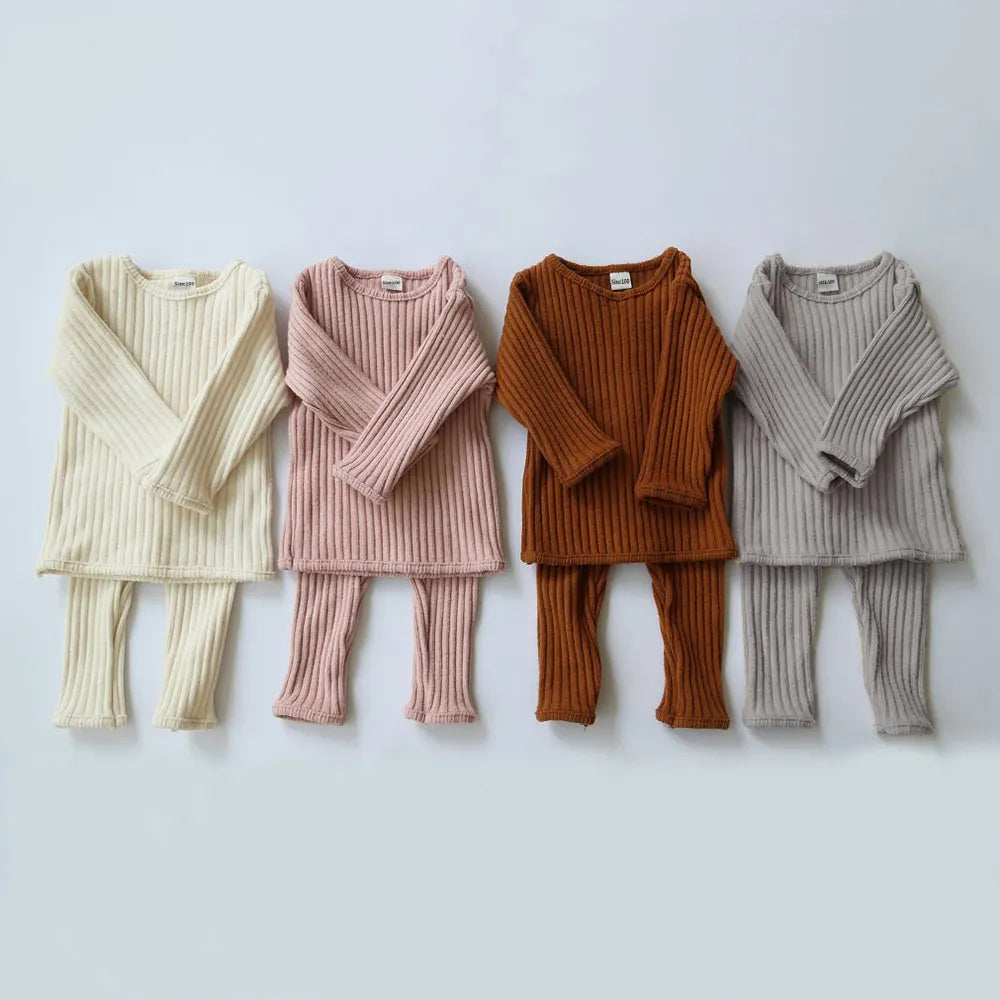 Winter Toddler Baby Tøj sæt piger drenge strik sweater toppe+ leggings bukser børn pyjamas børn termisk undertøj til 0-5 år