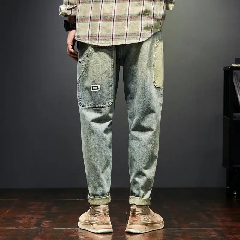 Jeans For Men Baggy Pants Loose Fit Harem Pants Vintage Clothes Men Fashion Pockets Patchwork Large Trousers Oversized 42