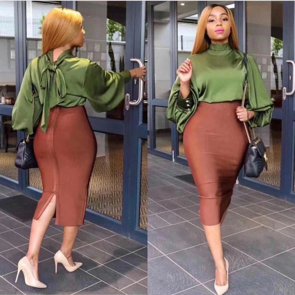 Women Rayon Bandgae Skirt Elegant Pencil Skirt Celebrity Sexy Club Party Wear Vintage Vestios