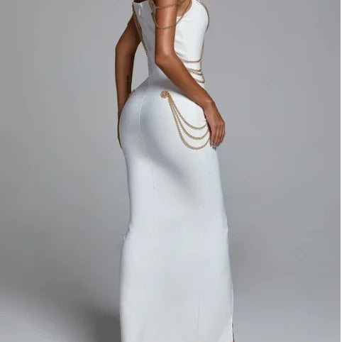 Black White Color Ladies HL Bandage Dress Strap Sexy Rayon Bodycon Long Dress Celebrity Fashion Red Carpet Dress