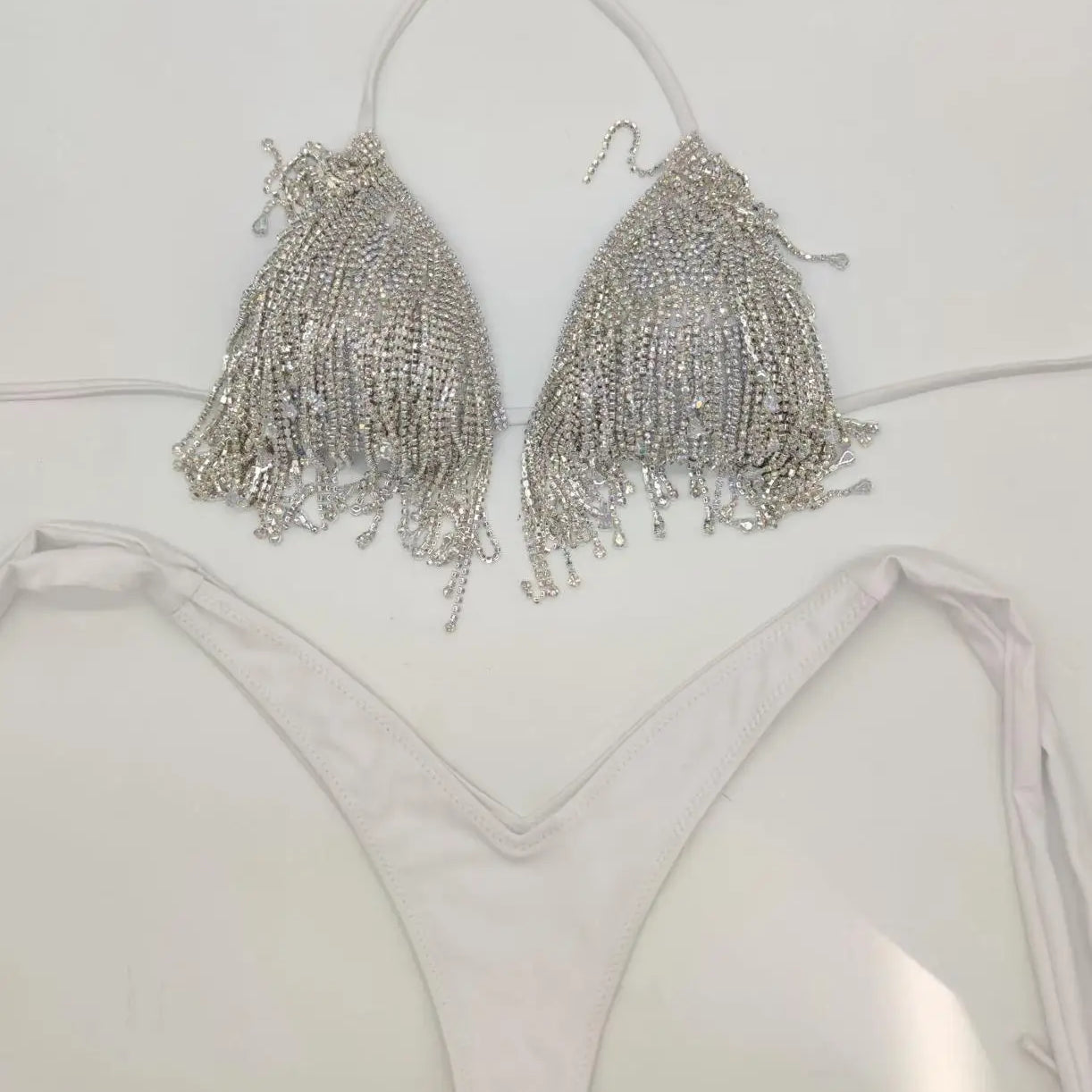 Crystal bikini diamond swimwear biquini diamond bikini beachwear popular swim suit rhinestone swimsuits bikini WHITE
