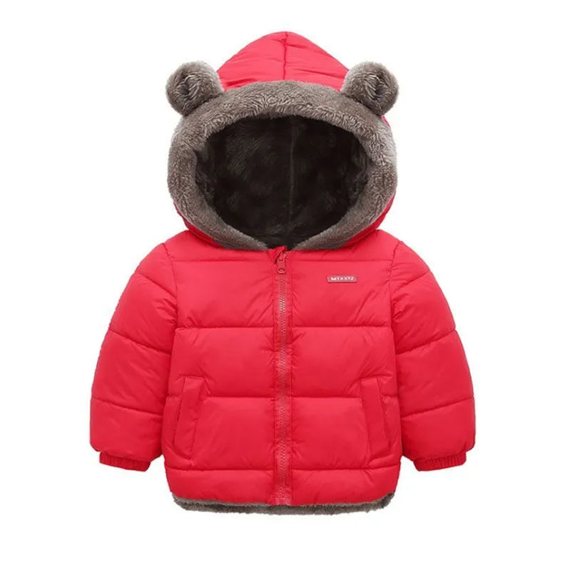 Cashmere Children Coat Autumn Winter Thicken Jacket Boys Girls Solid Color Hooded Jackets Kids Parka Outerwear 2-6 Years Red