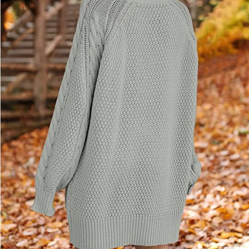 13 Colors Women Crewneck Long Sleeve Oversized Tops Cable Knit Chunky Pullove Thick Autumn and Winter Sweater Dresses