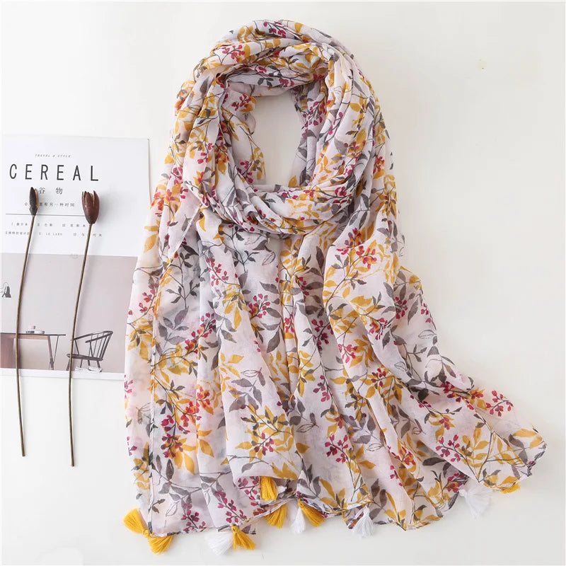 2023 Fashion Paisley Abstract Floral Tassel Viscose Shawl Scarf Lady High Quality Wrap Thin Pashmina Stole Muslim Hijab 180*90Cm 9