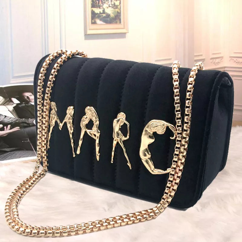 Luxury Quality Plush Crossbody Bags For Women Designer Brand Small Handbags Chain Shoulder Messenger Bags Ladies Purser Hand bag velvet black