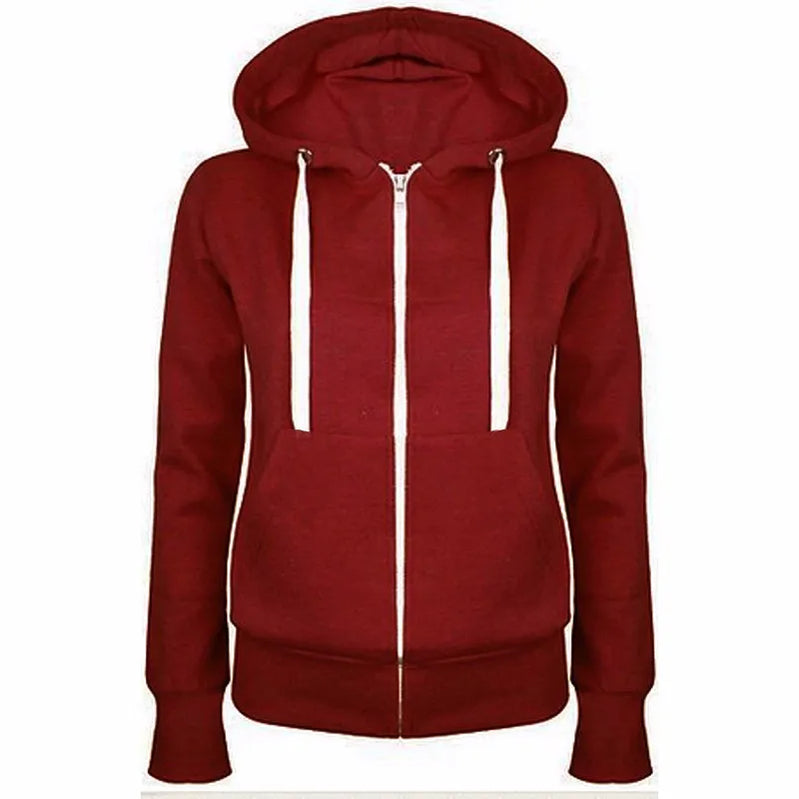 Fashion Trend Zipper Hooded Long-sleeved Plus Cashmere Sweater Coat