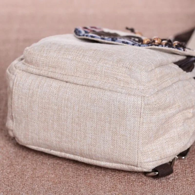 Vintage Cotton Fabric Backpacks for Women Lightweight Leisure Rucksacks Girls Applique Ethnic Travel Bags сумка женская Рюкзаки