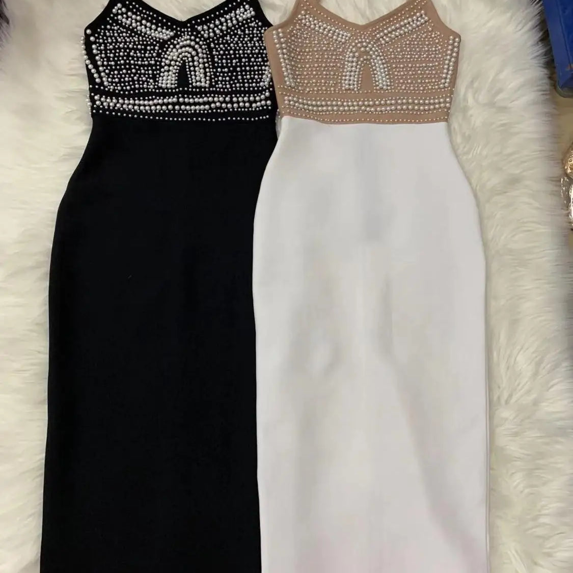 Khaki Black Mantual Beading Rayon Bandage Dress Elegant Cocktail Party Dress Vestidos