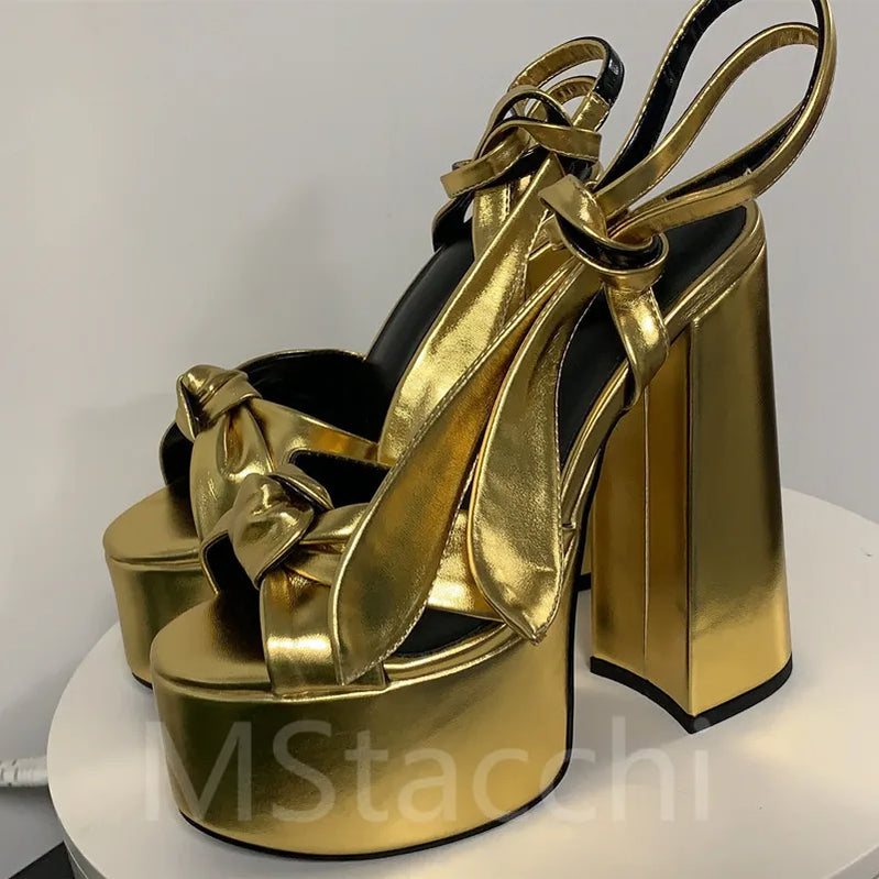 MStacchi Women's Sandals High Platfrom Chunky Heels Shoes Summer Peep Toe Ankle Strap High Heels Party Shoes Sandalia Feminina