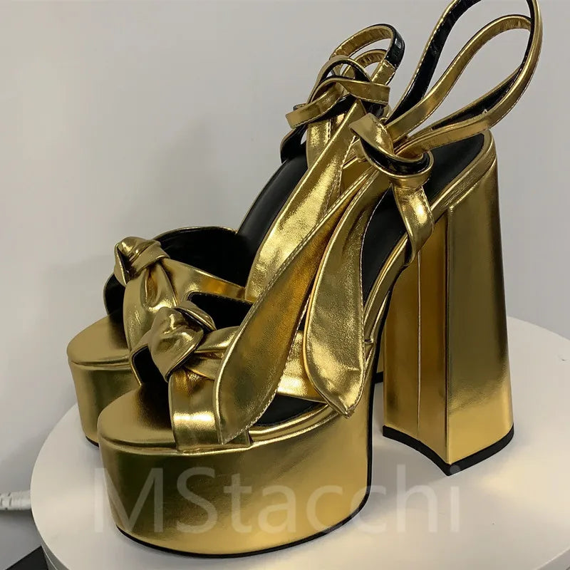 MStacchi Women's Sandals High Platfrom Chunky Heels Shoes Summer Peep Toe Ankle Strap High Heels Party Shoes Sandalia Feminina