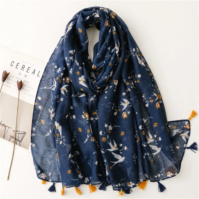 2023 Fashion Paisley Abstract Floral Tassel Viscose Shawl Scarf Lady High Quality Wrap Thin Pashmina Stole Muslim Hijab 180*90Cm