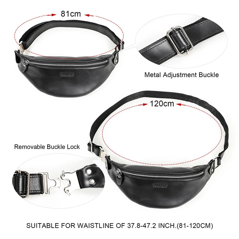 Men Waist Packs Leather Travel Fanny Pack For Male Multifunctional Waist Bag 6.7" phone Belt Bag Chest Bag