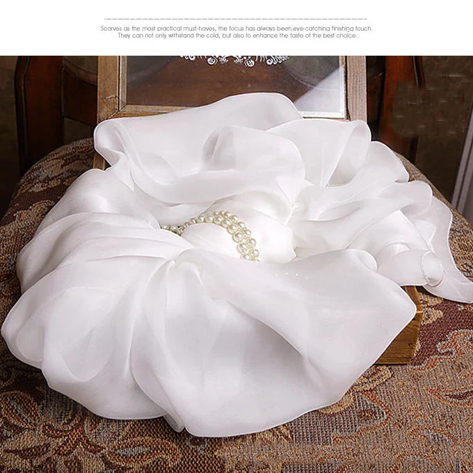 100% silk scarf Women White Solid Color Luxury Brand Pure Real silk Scarf Ladies silk Scarf female Autumn Winter Spring Summer