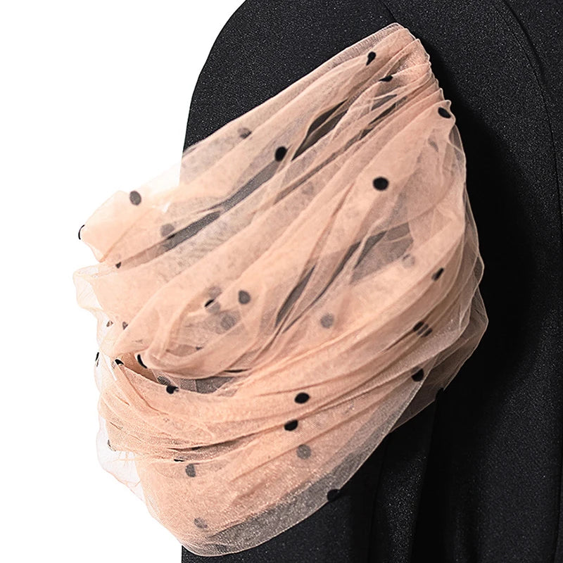 Casual Patchwork Dot Mesh Blazer For Women Notched Long Sleeve Backless Blazers Female Fashion Clothing