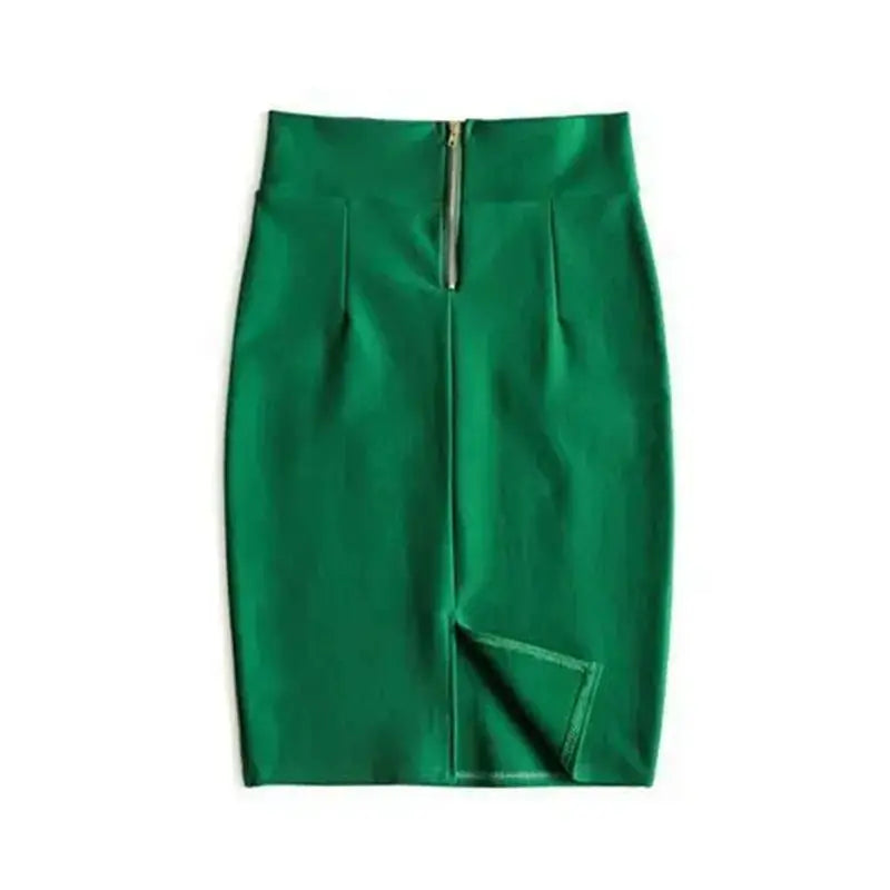 Faldas Mujer Moda 2022 Fashion High Waist Black Bodycon Skirts Midi Zipper Elastic Korean Elegant Sexy Y2k Office Pencil Skirt green One Size