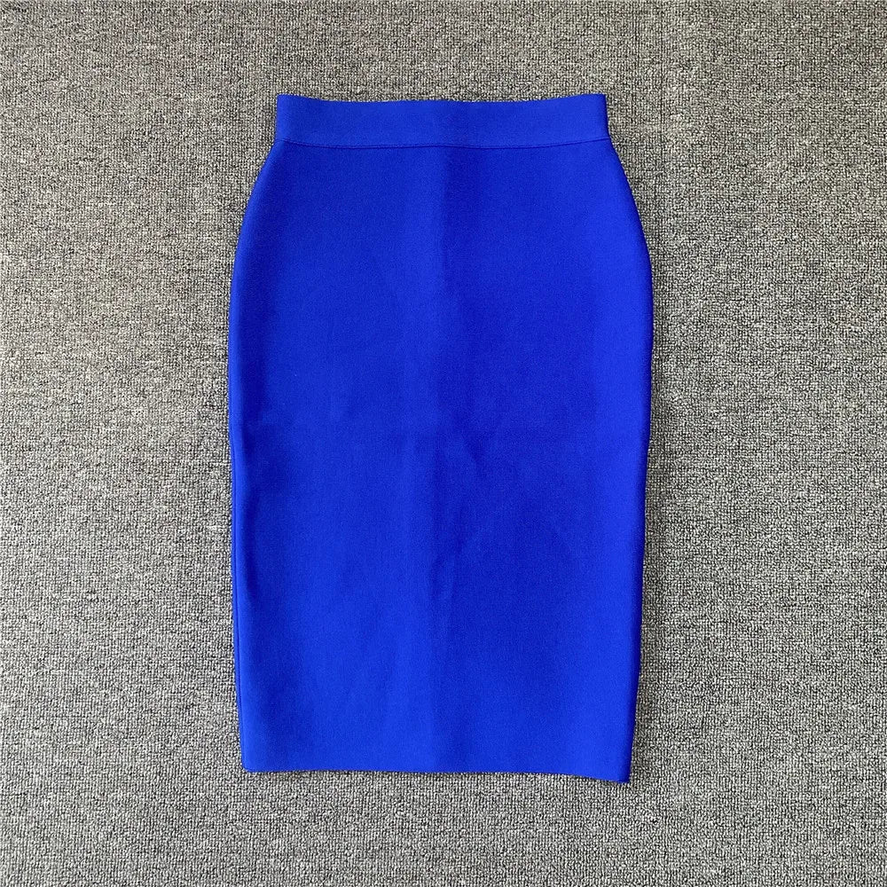 Women Rayon Bandgae Skirt Elegant Pencil Skirt Celebrity Sexy Club Party Wear Vintage Vestios