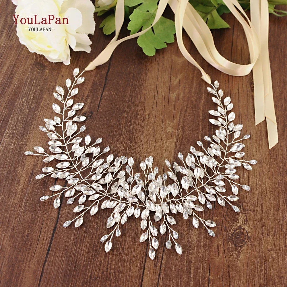 TOPQUEEN High Quanlity Bridal Belts Silver Diamond Belt Bridal Sashes Belt Luxury Rhinestone Belt Wedding Dress Sash Belt SH237 Champagne ribbon