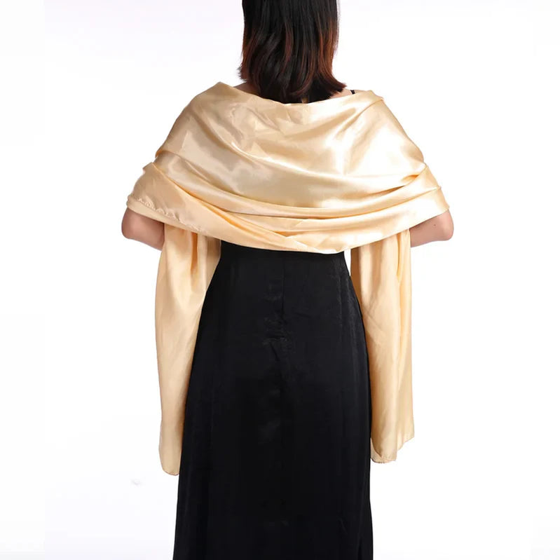 19 Colors New Arrival Women Evening Wraps Shawls 240*70cm Satin Long Formal Wedding Party Ladies Bolero 2 Size Can Choose champagne
