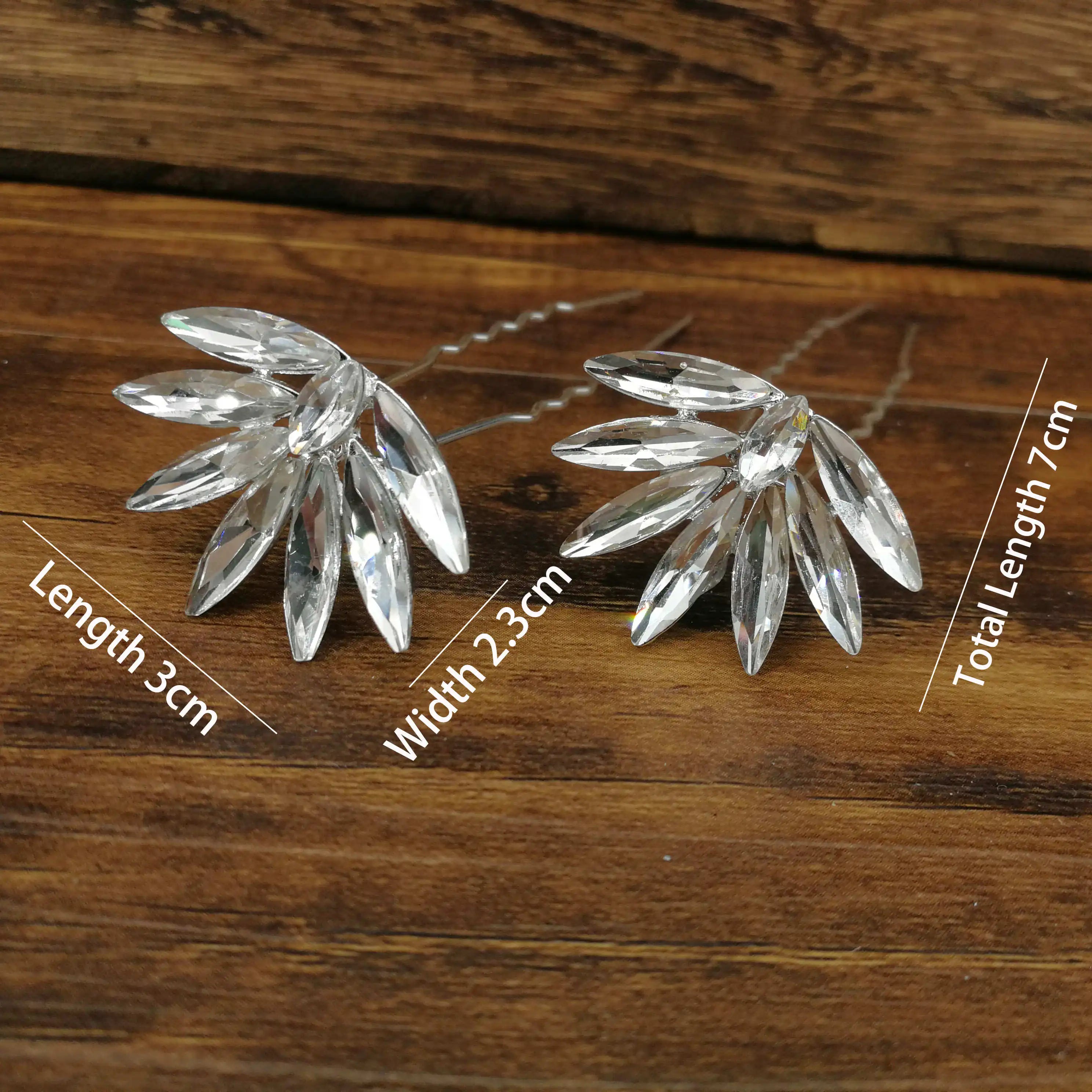 Women U-shaped Pin Metal Barrette Clip Hairpins Simulated Pearl Bridal Tiara Hair Accessories Wedding Hairstyle Design Tools Leaf crystal 2pcs