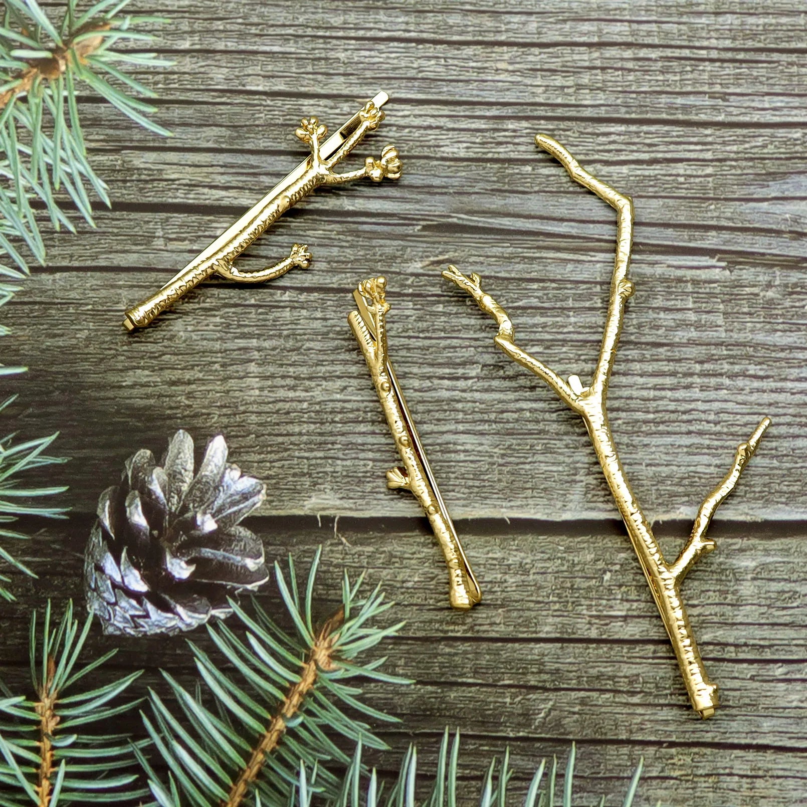 Leaf Branch Goddess Hair Pins Crown Tiara Headband Hair Accessories for Women Wedding Toga Head Dress Alice Band Bridal Jewelry 3-Branch-Gold