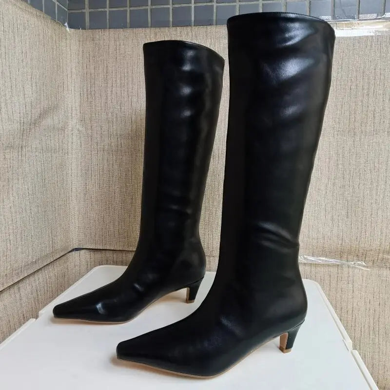 Big Size 34-43 Women's Shoes 2024 Autumn Winter Elastic boots Nubuck Flock Chelsea boots Tip Knee High Knight Long Boots