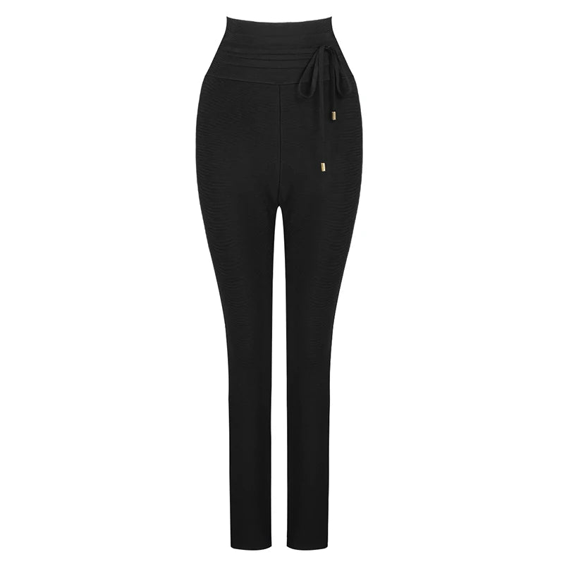 Preto cinza rosa rayon bandagem calça sexy moda celebridade calça