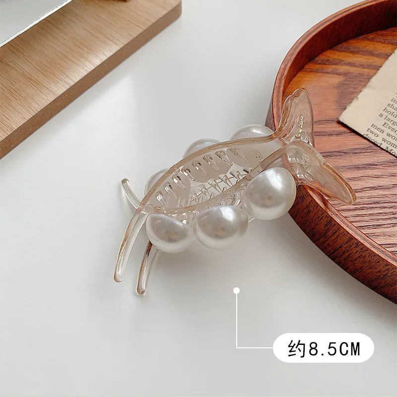 Kshmir New style exaggerated large beads acrylic hair clip large make-up hair styling hairpin female hair pearl hair accessories 16